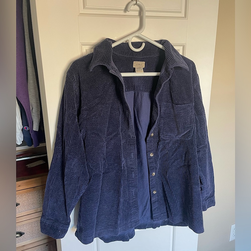 Vintage LL Bean Corduroy button down shirt, navy, size M